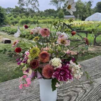 Seasonal Arrangement-Large White Glass Cylinder