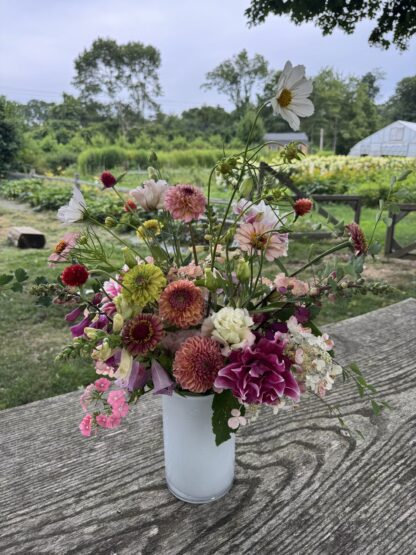 Seasonal Arrangement-Large White Glass Cylinder